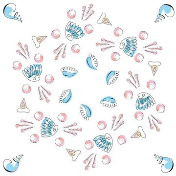Sea shells doodles 스톡 일러스트