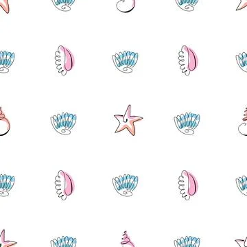 Sea shells doodles Stock Illustration