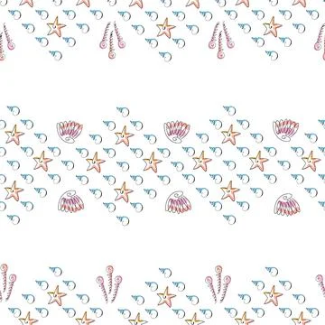 Sea shells doodles 스톡 일러스트