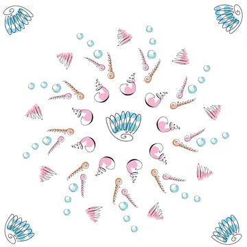 Sea shells doodles Illustrazione stock