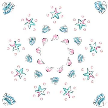 Sea shells doodles 스톡 일러스트