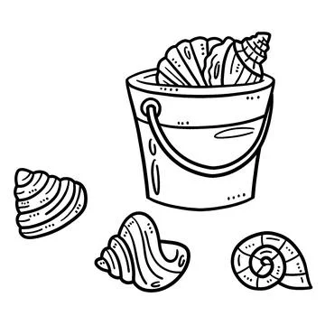 Sea Shells Isolated Coloring Page for Kids Stock Illustration