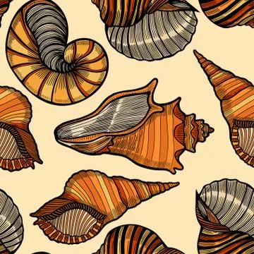 Sea Shells pattern 스톡 일러스트