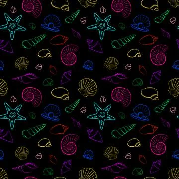 Sea shells seamless background pattern 库存插图