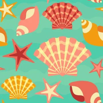 Sea Shells Seamless Pattern 스톡 일러스트