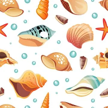 Sea Shells Seamless Pattern, Summertime Design Element Can Be Used for Fabric Illustrazione stock
