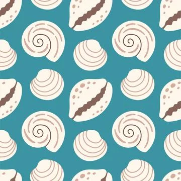 Sea shells seamless pattern. Trendy pattern of seashells for wrapping paper Illustrazione stock