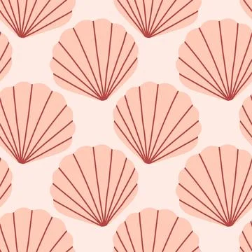 Sea shells seamless pattern. Trendy pattern of seashells for wrapping paper Stock Illustration