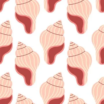 Sea shells seamless pattern. Trendy pattern of seashells for wrapping paper Stock Illustration