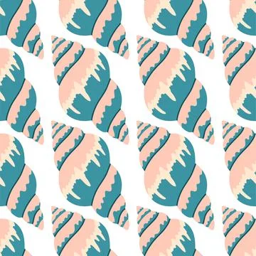 Sea shells seamless pattern. Trendy pattern of seashells for wrapping paper Stock Illustration