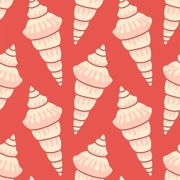 Sea shells seamless pattern. Trendy pattern of seashells for wrapping paper Illustrazione stock