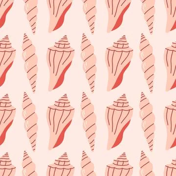 Sea shells seamless pattern. Trendy pattern of seashells for wrapping paper イラスト素材