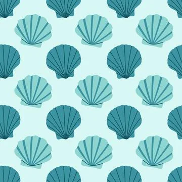 Sea shells seamless pattern. Trendy pattern of seashells for wrapping paper Illustrazione stock