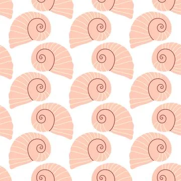 Sea shells seamless pattern. Trendy pattern of seashells for wrapping paper Stock Illustration