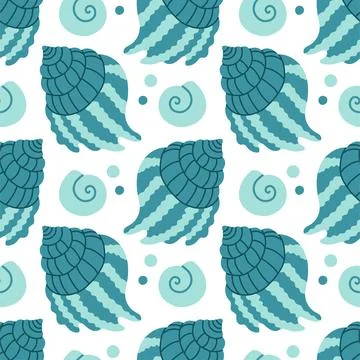 Sea shells seamless pattern. Trendy pattern of seashells for wrapping paper Stock Illustration