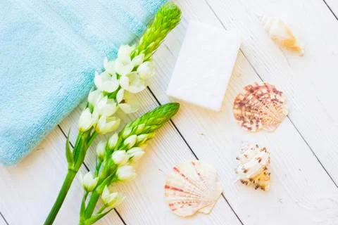 Sea shells for spa Foto stock