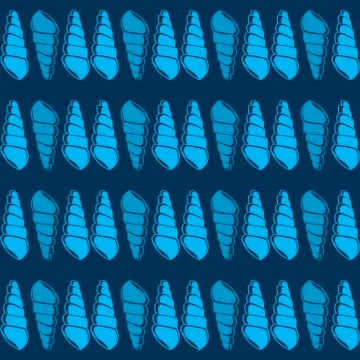 Sea shells vector monochrome seamless pattern texture Illustrazione stock