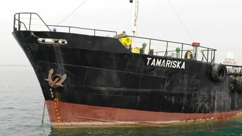 SEA SHIP IS DROWING ANCHOR Video stock 229783061