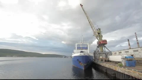 Sea ship loading Stock Footage 9795874