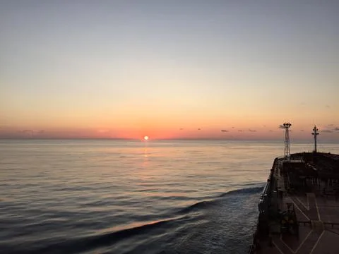 Sea ship Sunrise Stock Photos