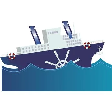 Sea ship vector cargo freight transport icon Stock Illustration