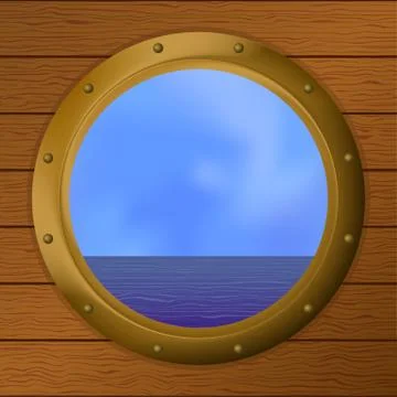 Sea in a ship window Stock Illustration