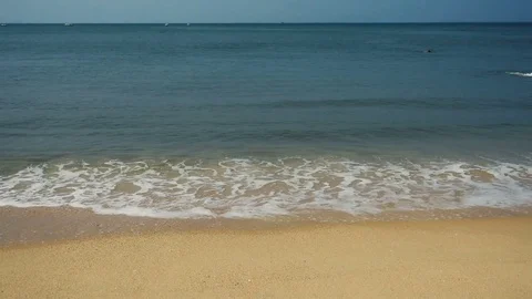 Sea shore. Calm surf. Waves run to the sandy beach. Background or backdrop. Stock Footage 83293285