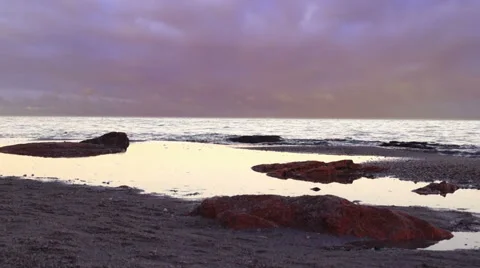 The Sea Shore at Sunset Video stock 58831339