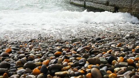 Sea shore with waves close up Stock Footage 52892824