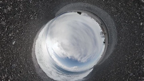 Sea Shore, waves. Tiny Little Planet 360 Stock Footage 71206280
