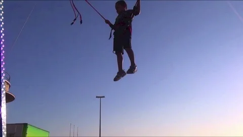 Sea Side Beach-Boy Trampoline Jump Stock Footage 71112264
