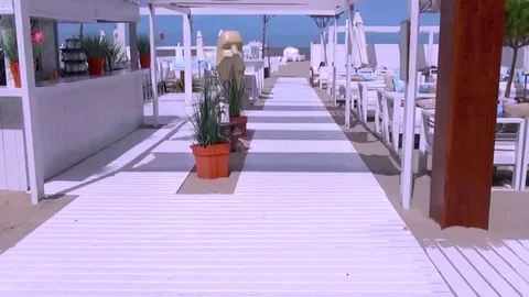 Sea Side Beach Lounge Stock Footage 71076922