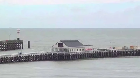 Sea Side Belgium Beach Stock Footage 71723657
