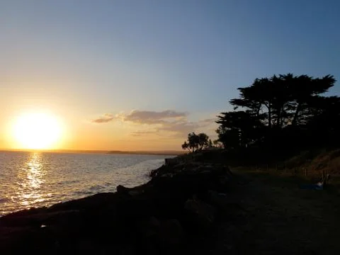 Sea Side Sunset On The Rocks Foto stock