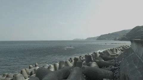 Sea side wave dissiption blocks 2 Stock-Footage 38468280
