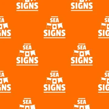 Sea signs pattern vector orange Stock Illustration