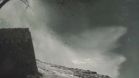 Sea spray hitting coastal cliffs Stock Footage 168776228