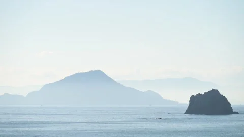 Sea stack and and blue sea, Aichi, Japan Stock Footage 325833369