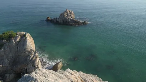 Sea stack and and blue sea, Aichi, Japan Stock Footage 325833375