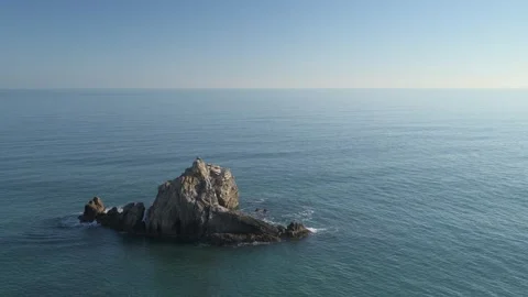 Sea stack and and blue sea, Aichi, Japan Video stock 325833378