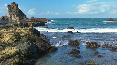 Sea Stack and Coastal Landscape Drone Footage Stock Footage 339630095