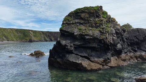 Sea Stack at Ballydwan Beach County Waterford Ireland Видео 337396569
