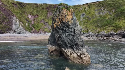 Sea Stack at Ballydwan Beach Waterford Ireland Видео 337397042