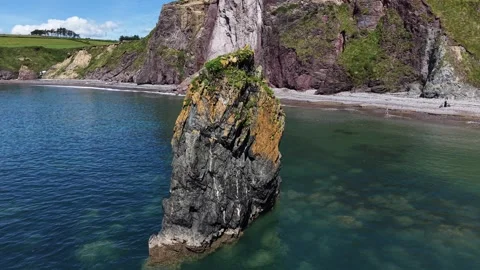 Sea Stack at Ballydwan Beach Waterford Ireland Video stock 337398217