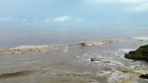 Sea stack cliff ujung genteng west java Stock Footage 241150200