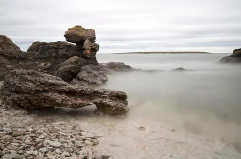 Sea Stack by Ocean in Gotland, Sweden Stock Photos