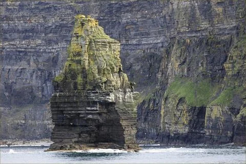 A sea stack of rock  at the cliffs of Moher Stock Photos