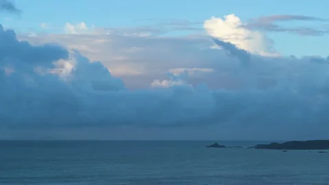 Sea stacks and dramatic clouds in Izu peninsula, Shizuoka Prefecture, Japan Video stock 249639609