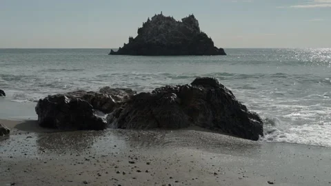 Sea stacks and waves at the beach, Aichi, Japan Stock Footage 325833311