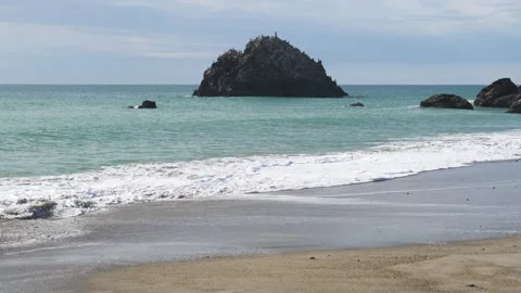 Sea stacks and waves at the beach, Aichi, Japan Stock Footage 325833351
